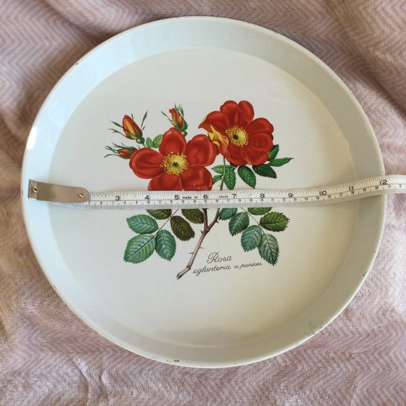 Decorative Metal Tray Roses 12 in Country Cottage - Picture 7 of 7